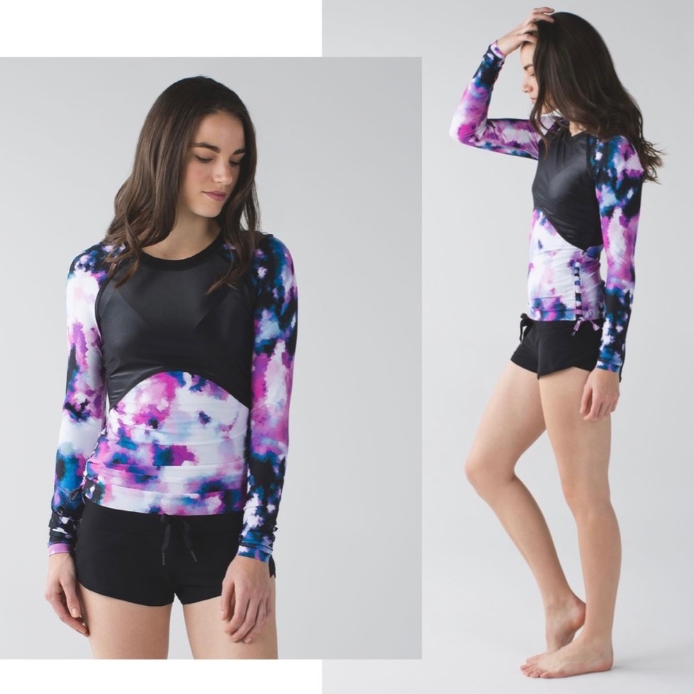 Lululemon Water Salty Swim Rashguard Blooming Pixie Pink Purple Blue Black NWT 4